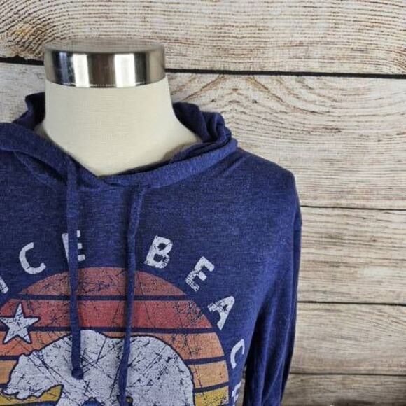 American Apparel Venice Beach California Cropped Navy Hoodie Size Small - Picture 3 of 6